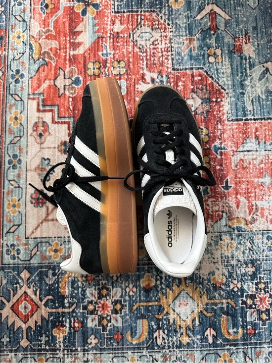adidas Shoes - Adidas Gazelle Black & White Suede Platform Sneaker